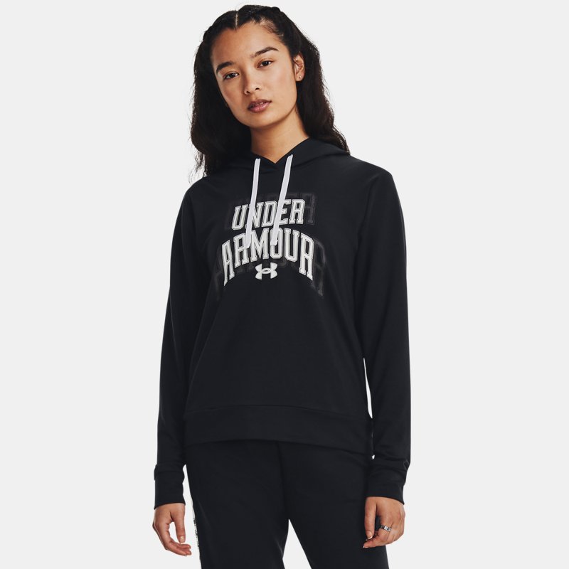 Women's Under Armour Rival Terry Graphic Hoodie Black / White XS